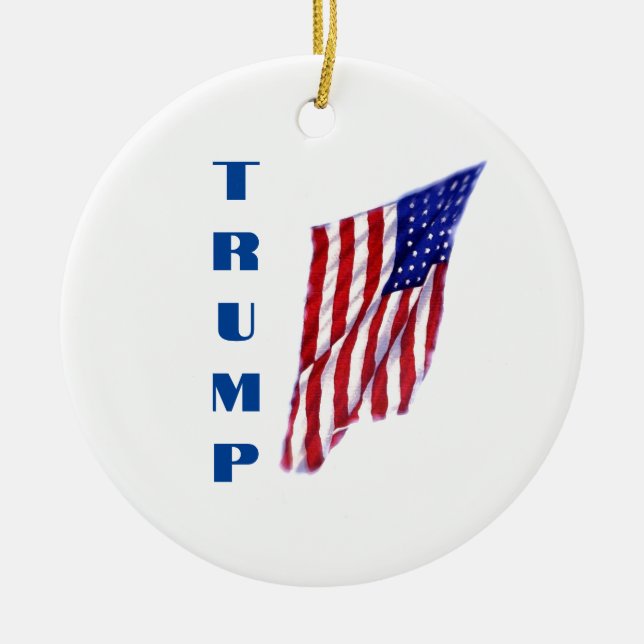 Donald Trump American Flag Pop Art  Ceramic Ornament (Front)