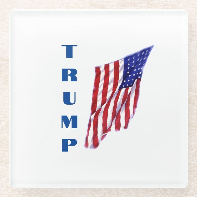 Donald Trump American Flag Pop Art  Glass Coaster (Front)