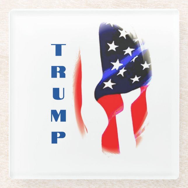 Donald Trump American Flag Pop Art  Glass Coaster (Front)