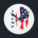 Donald Trump American Flag Pop Art  Round Clock<br><div class="desc">American National Symbols & Emblems - Flag of United States of America</div>