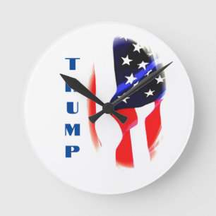 Donald Trump American Flag Pop Art  Round Clock