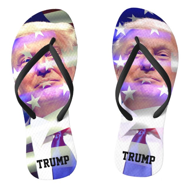 Donald Trump and American Flag Thongs (Footbed)
