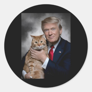 Donald Trump And Cat Funny Trump And Cat Classic Round Sticker