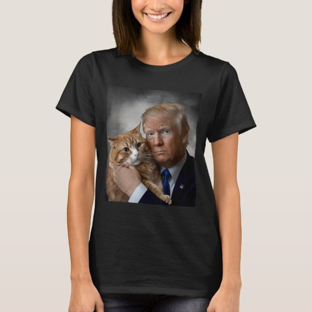 Donald Trump And Cat Funny Trump And Cat, Litical  T-Shirt (Front)