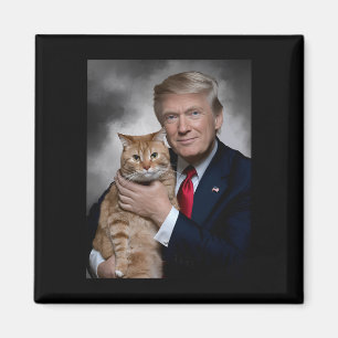 Donald Trump And Cat Funny Trump And Cat Magnet
