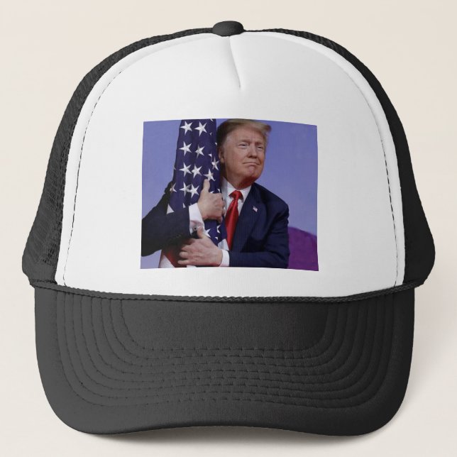 Donald Trump and the US Flag Trucker Hat (Front)