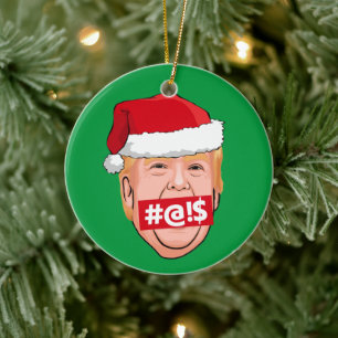 DONALD TRUMP Angry Christmas Ceramic Ornament
