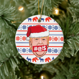 DONALD TRUMP Angry Christmas Ceramic Ornament