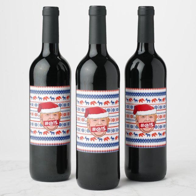 DONALD TRUMP Angry Christmas Wine Label (Bottles)