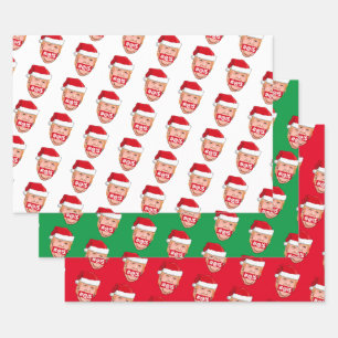 DONALD TRUMP Angry Christmas Wrapping Paper Sheet