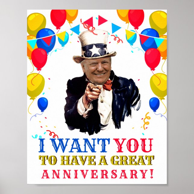 Donald Trump Anniversary Celebration Balloons Poster (Front)