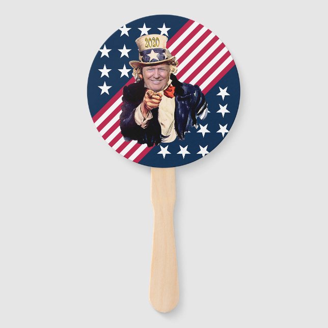 Donald Trump As Uncle Sam ~ Stars & Stripes ~ 2020 Hand Fan (Front)