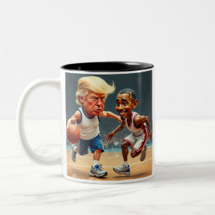 Donald Trump Barack Obama  Two-Tone Coffee Mug