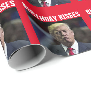 DONALD TRUMP BIRTHDAY KISS WRAPPING PAPER