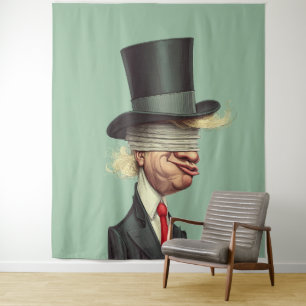 Donald Trump Blind Power Satire Tapestry