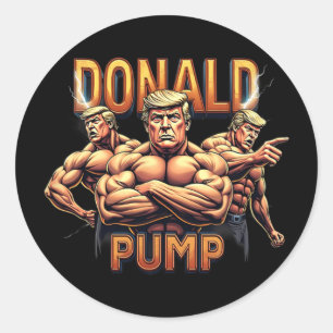 Donald Trump Bodybuilding Funny Gym Meme Humour Classic Round Sticker