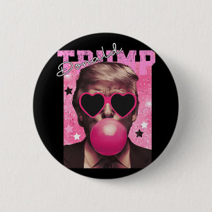 Donald Trump Bubble Gum Pink Sungles  6 Cm Round Badge