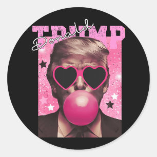 Donald Trump Bubble Gum Pink Sungles Classic Round Sticker