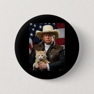 Donald Trump Cat Shirt Cowboy American Flag Funny  6 Cm Round Badge
