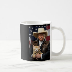Donald Trump Cat Shirt Cowboy American Flag Funny  Coffee Mug