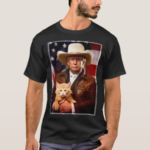 Donald Trump Cat Shirt Funny Cowboy Trump 2024 Rep