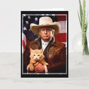 Donald Trump Cat Shirt Funny Cowboy Trump 2024 Rep Card