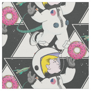 Donald Trump catches donut. Space. Funny Fabric