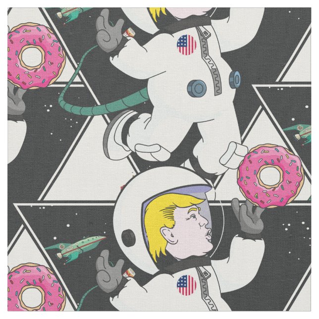 Donald Trump catches donut. Space. Funny Fabric (Close Up)