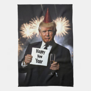 Donald Trump Celebrates New Year’s in Style Tea Towel