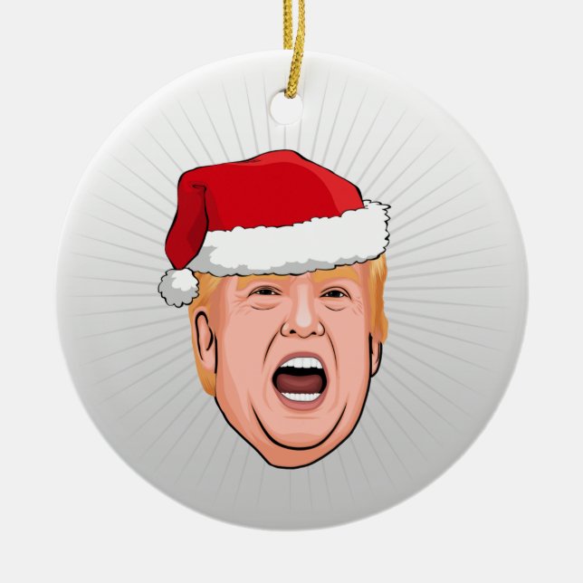 DONALD TRUMP Christmas Ceramic Ornament (Front)