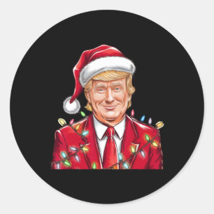 Donald Trump Christmas Funny Mega Santa Hat  Classic Round Sticker