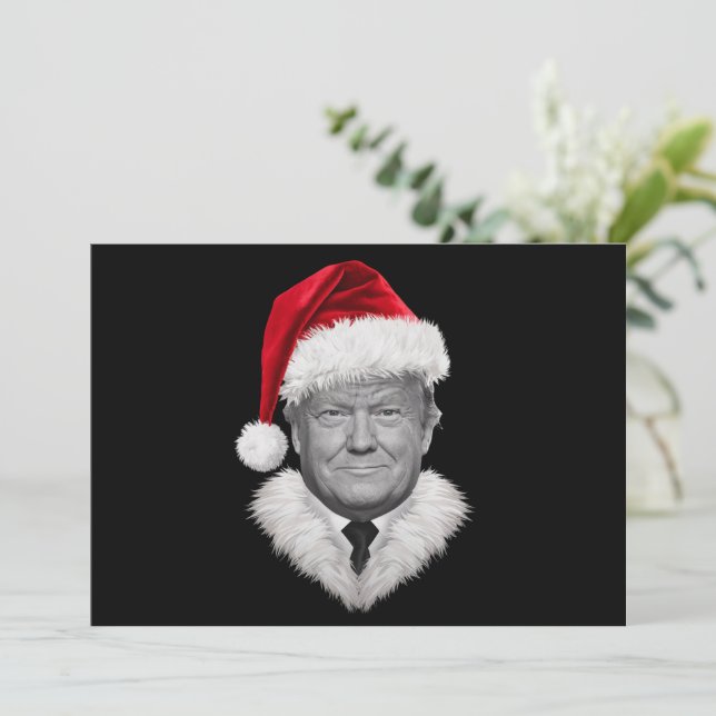Donald Trump Christmas Funny Santa Hat Gift  Holiday Card (Standing Front)