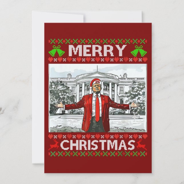 Donald Trump Christmas Funny Santa Hat Red Holiday Card (Front)