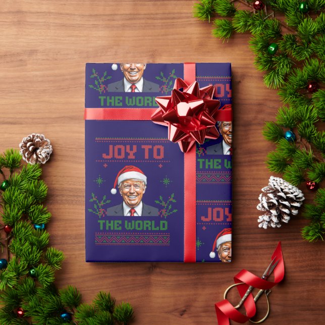 Donald Trump Christmas Joy to the World Wrapping Paper (Holiday Gift)