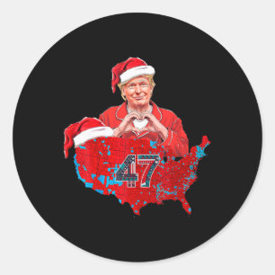 Donald Trump Christmas Red Usa Coverage Trump Xmas Classic Round Sticker