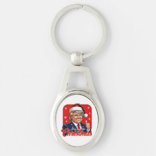 Donald Trump Christmas Santa Claus Art Key Ring