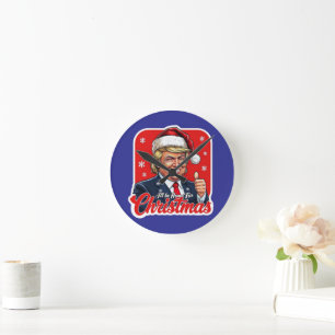 Donald Trump Christmas Santa Claus Art Round Clock