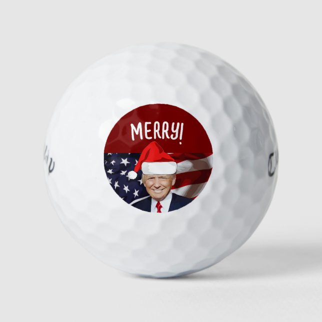 DONALD TRUMP CHRISTMAS SANTA HAT GOLF BALLS (Front)