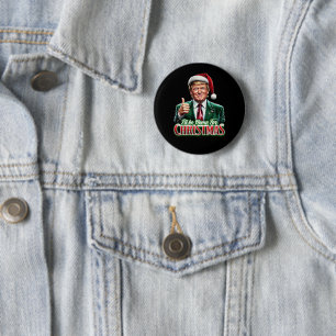 Donald Trump Christmas Santa Hat Thumbs Up 6 Cm Round Badge