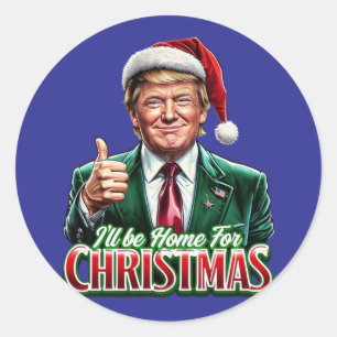 Donald Trump Christmas Santa Hat Thumbs Up Classic Round Sticker