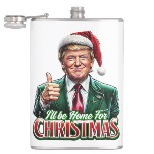 Donald Trump Christmas Santa Hat Thumbs Up Hip Flask
