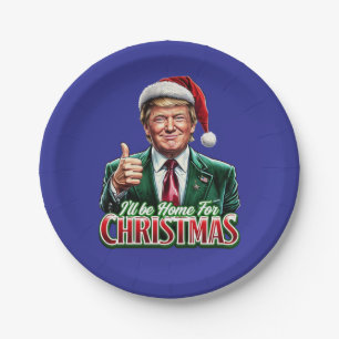 Donald Trump Christmas Santa Hat Thumbs Up Paper Plate