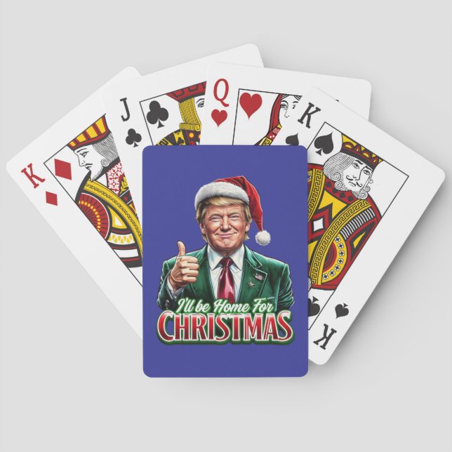Donald Trump Christmas Santa Hat Thumbs Up Playing Cards (Back)