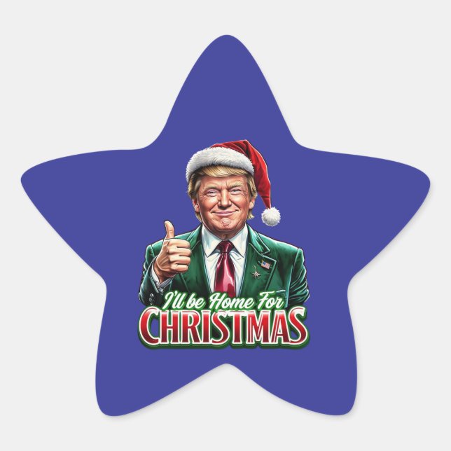 Donald Trump Christmas Santa Hat Thumbs Up Star Sticker (Front)