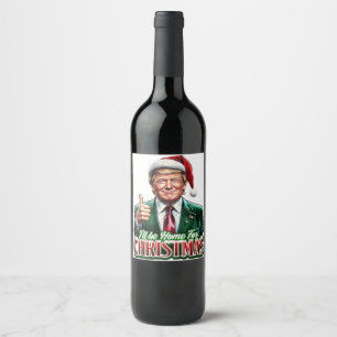 Donald Trump Christmas Santa Hat Thumbs Up Wine Label