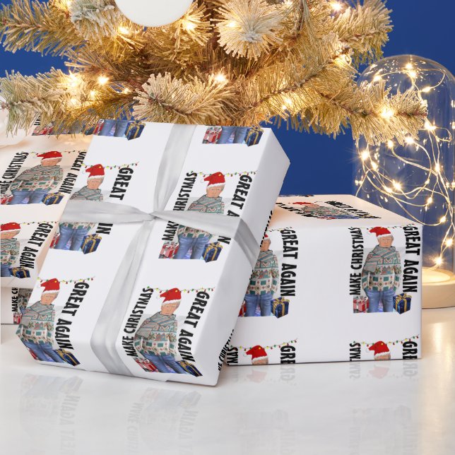 DONALD TRUMP CHRISTMAS SWEATER JEANS WRAPPING PAPER (Holidays)