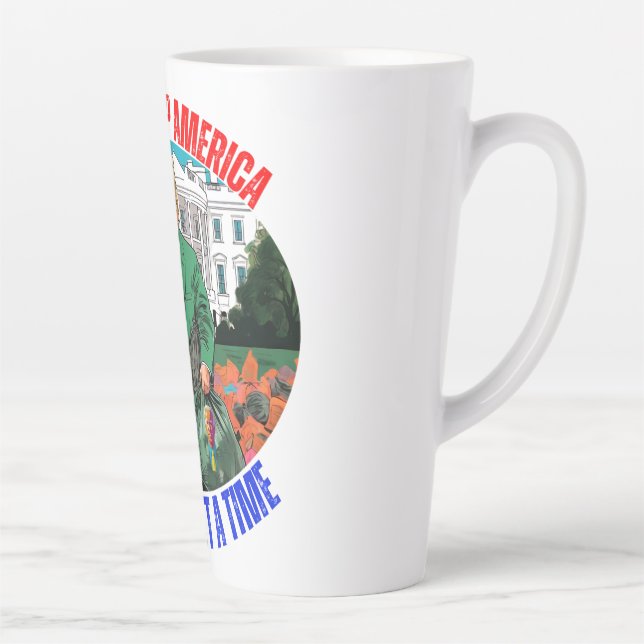 DONALD TRUMP-CLEANING UP AMERICA ONE BAG AT A TIME LATTE MUG (Right)