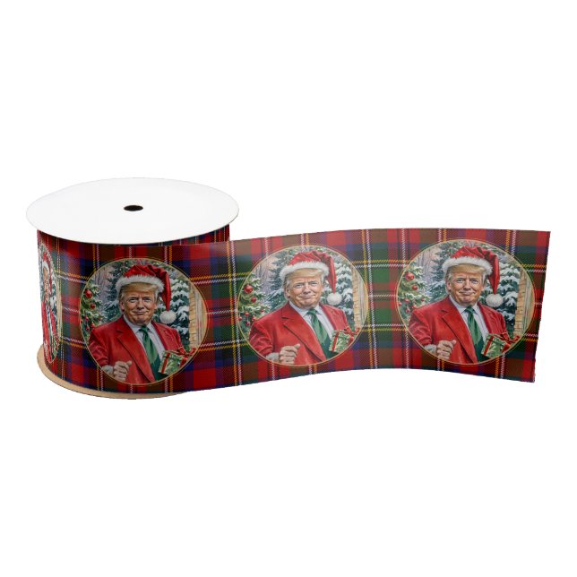 Donald Trump Dancing Santa Christmas 3" Luxury  Satin Ribbon (Spool)