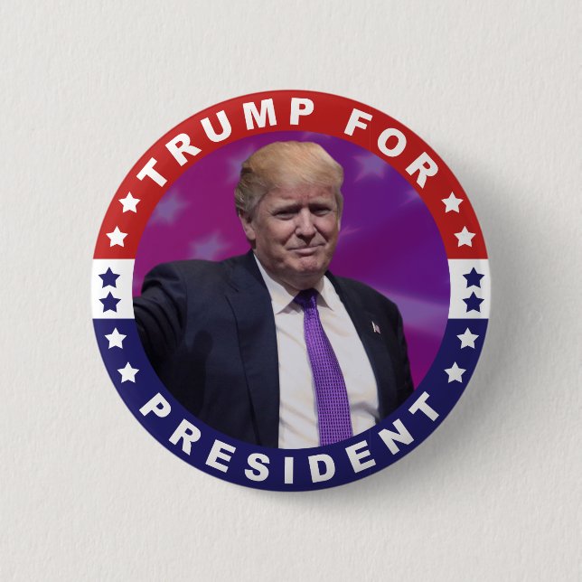 Donald Trump for President Photo Retro Button (Front)