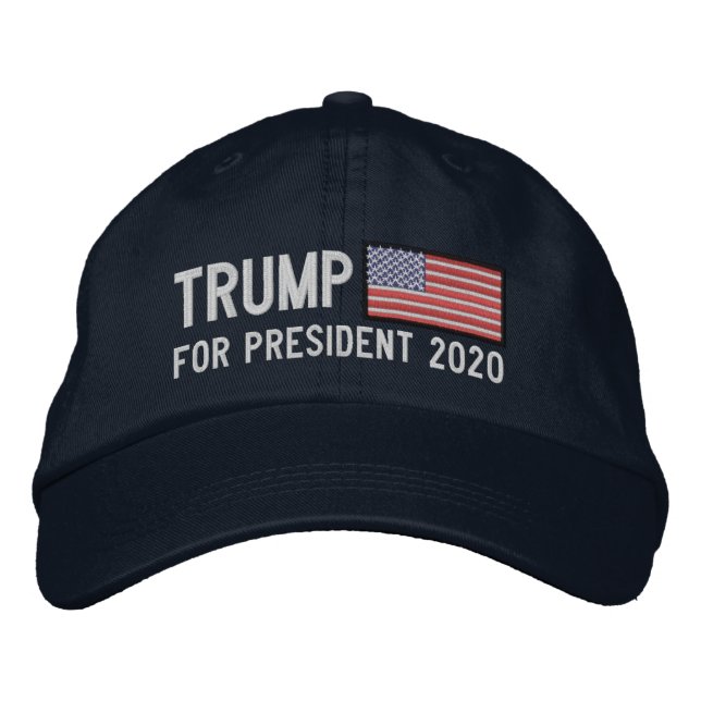Donald Trump for President with American Flag  Embroidered Hat (Front)